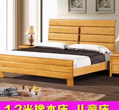 工廠直銷1.2米實(shí)木床兒童床現(xiàn)代簡易橡木床單人床南康家具31
