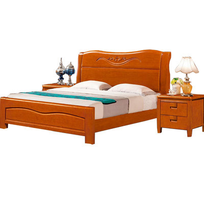 南康家具廠家直銷實木床 1.5米婚床1.8米橡木床現代中式雙人床