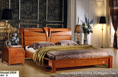 【南康家具品牌1.8米雙人實木床 橡木床#323】價格,廠家,圖片,床類,江西皇都家具實業-