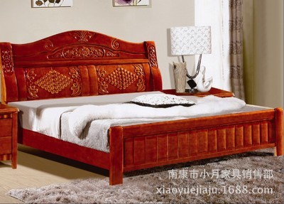 【低價批發年底促銷新款臥室雕花雙人床1.8米實木床808#】價格,廠家,圖片,床類,南康市小月家具銷售部-
