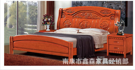【熱銷 908#精品橡木床 1.8米實木床雙人床】價格,廠家,圖片,床類,南康市鑫森家具經銷部-