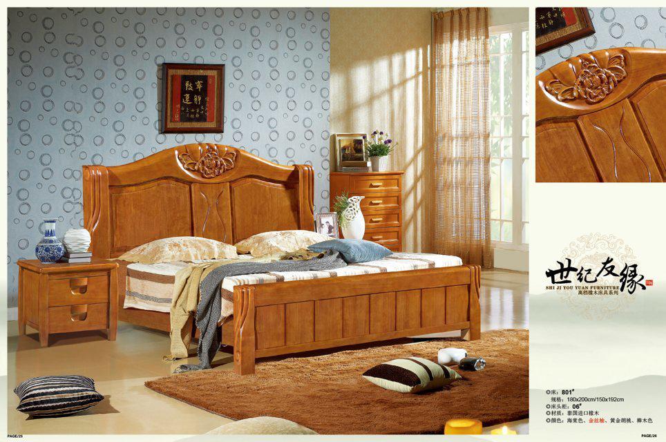 供應(yīng)世紀(jì)友緣801#橡木床,實(shí)木床圖片_高清圖_細(xì)節(jié)圖-南康華安家具廠