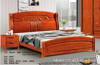 【新款熱賣】批發(fā)零售休閑田園式橡木實(shí)木床1.8米905A】?jī)r(jià)格,廠家,圖片,床類,南康市小月家具銷售部-