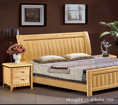 【908#橡木床 1.5/1.8米高檔實木床 南康家具】價格,廠家,圖片,床類,南康市鑫森家具經銷部-