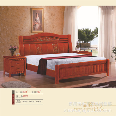 【廠家直銷 1.8米雙人床實木床 高檔大氣床/現代實木床 爆款902#】價格,廠家,圖片,床類,南康市小月家具銷售部-